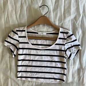 🔴White Stripe Crop top Rainbow